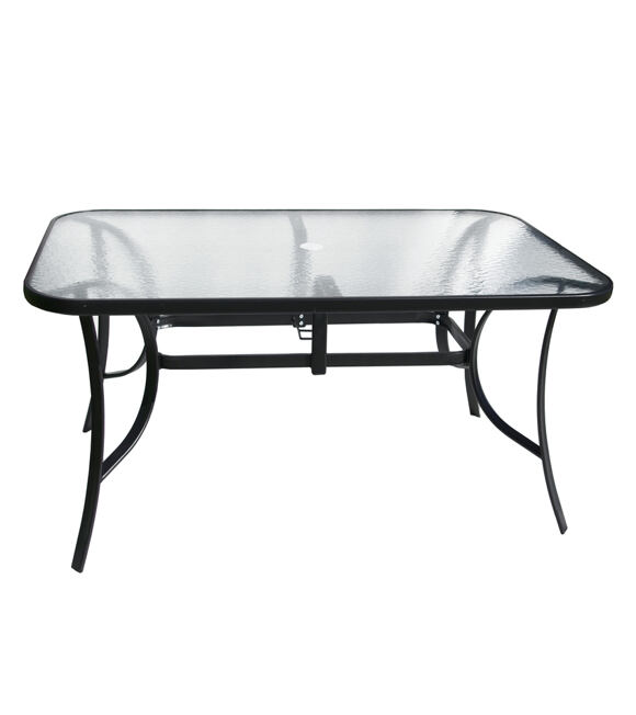 Záhradný stôl XT1012T 150 x 90 cm - čierny s čírym sklom 1012T
